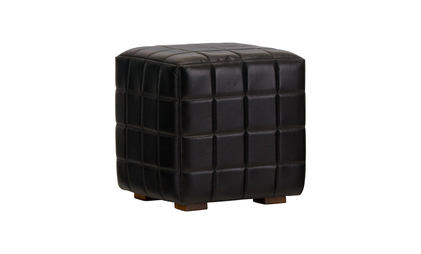 Carlo Black Leather Ottoman